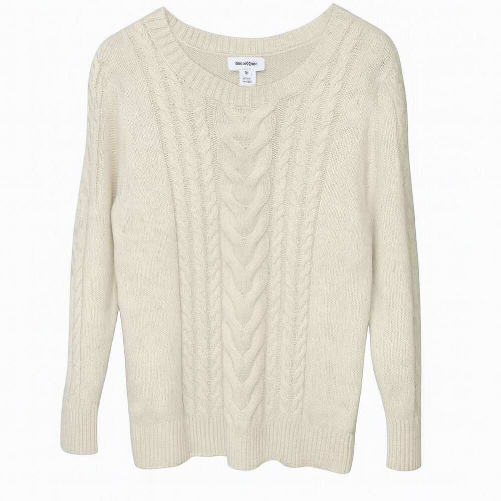 Old Navy Cream Cable Knit Sweater XL Cotton Blend Pullover